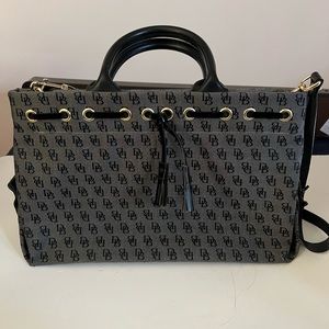 Dooney & Bourke Signature Print Satchel/Crossbody Bag in Dark Grey